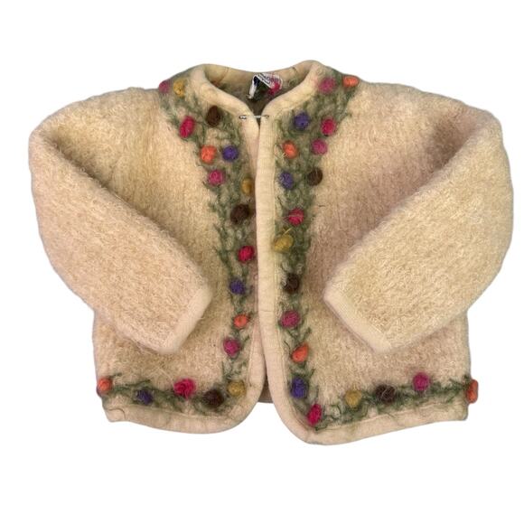 Blairmoor Original Vintage Mohair Kid Sweater 1950s Union Tag Roses Child Flower - Picture 1 of 13